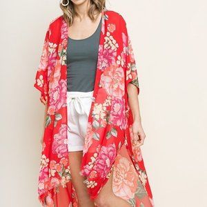 Umgee Red Floral Kimono